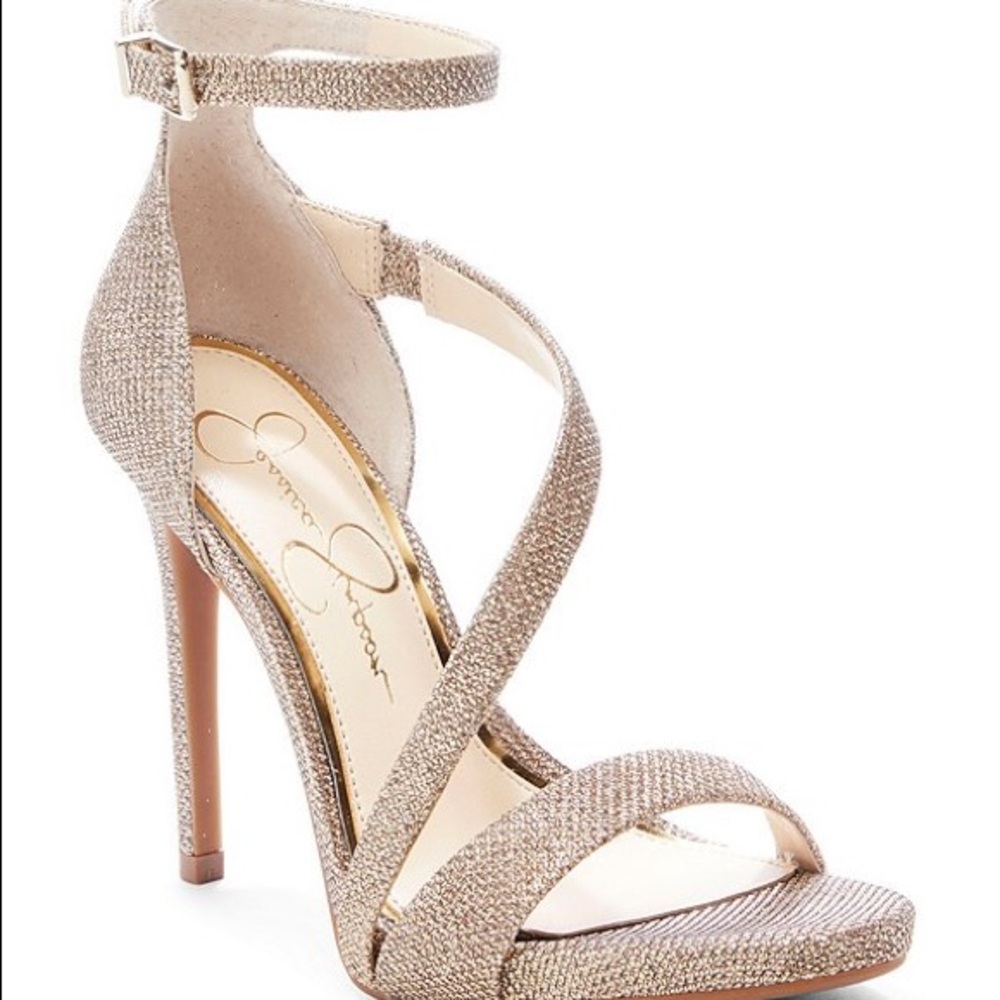 Jessica Simpson gold heels